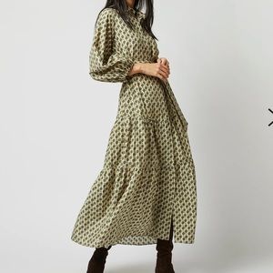 Ann mashburn Isla Shirtdress Ivory Multi Peacock Feathers Habotai large new